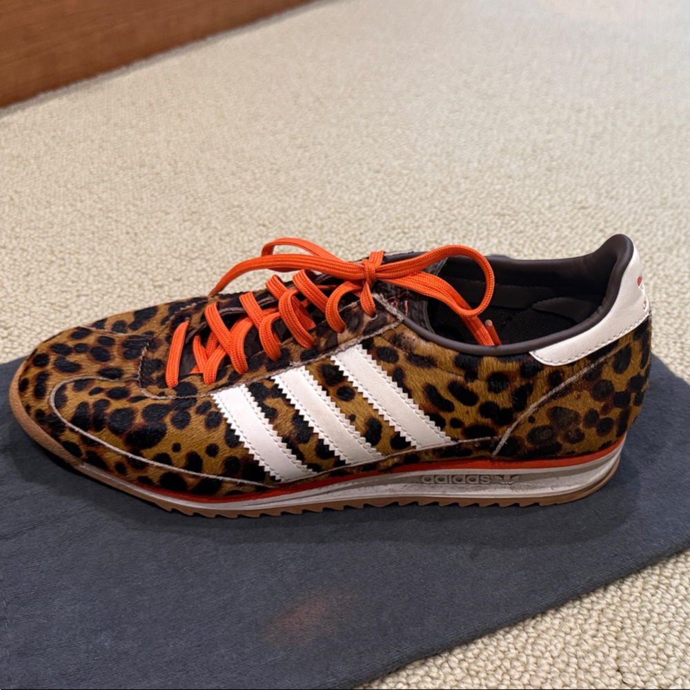adidas Originals Leopard Print Sneakers with Orange Laces